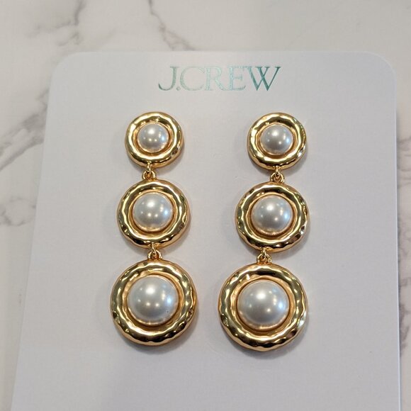 J.Crew Inset Pearl Tiered Earrings - Picture 6 of 7